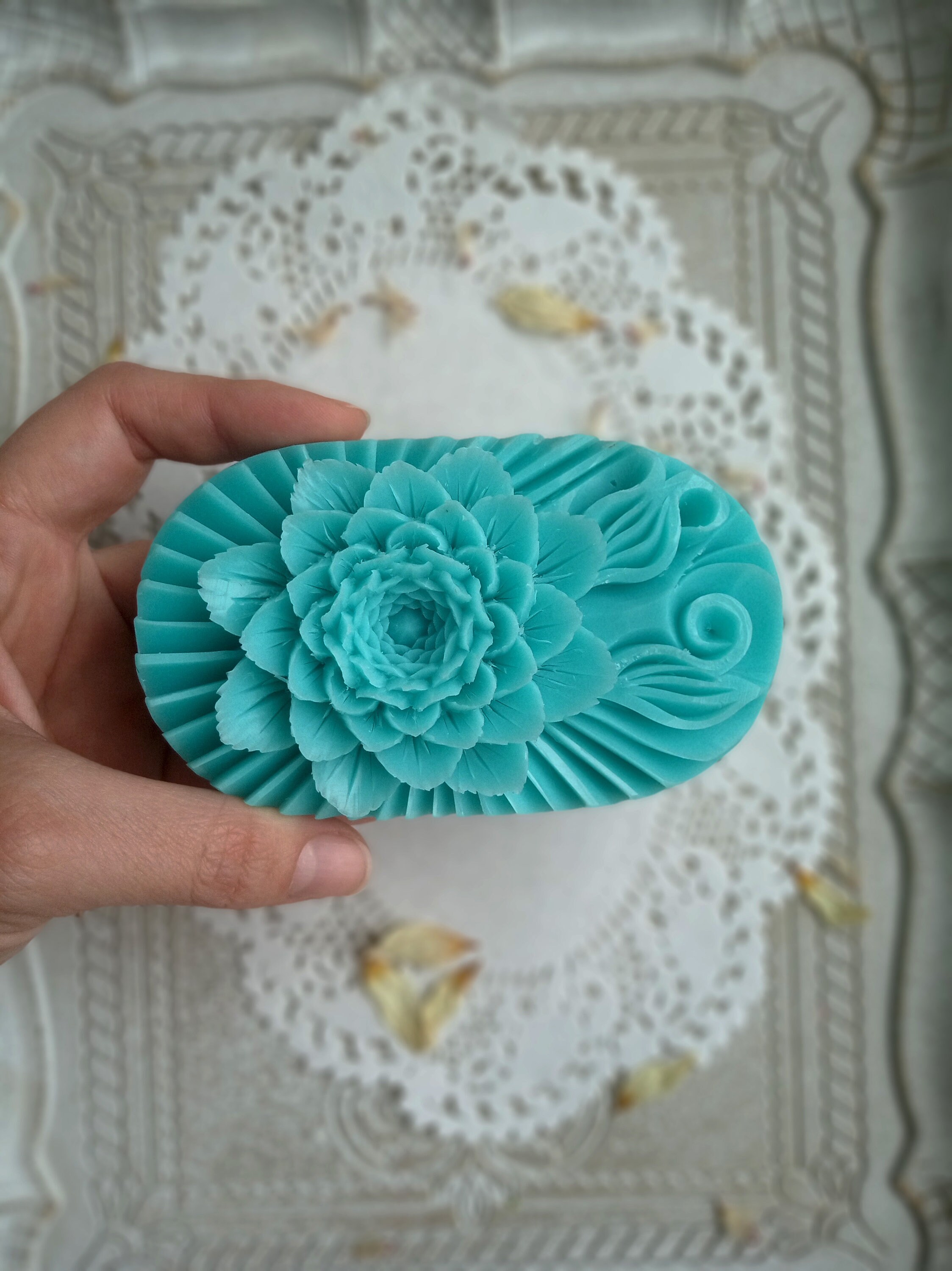 Soap Carving Lotus Flower Hand Carved Bar Soap Decorative Etsy