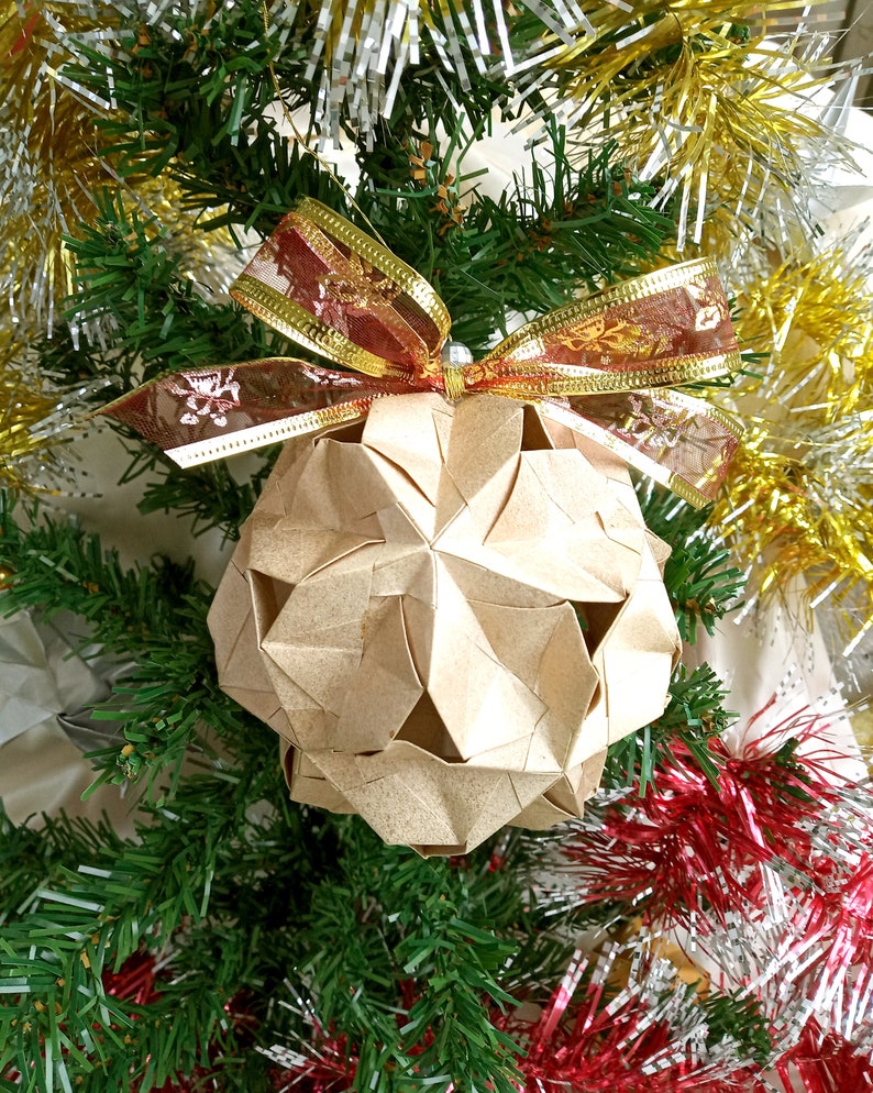 Big origami ball Christmas ornament Xmas origami ball Etsy
