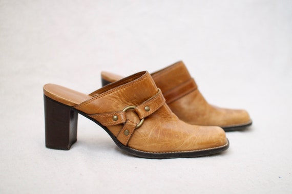 Leather Block-Heel Mules