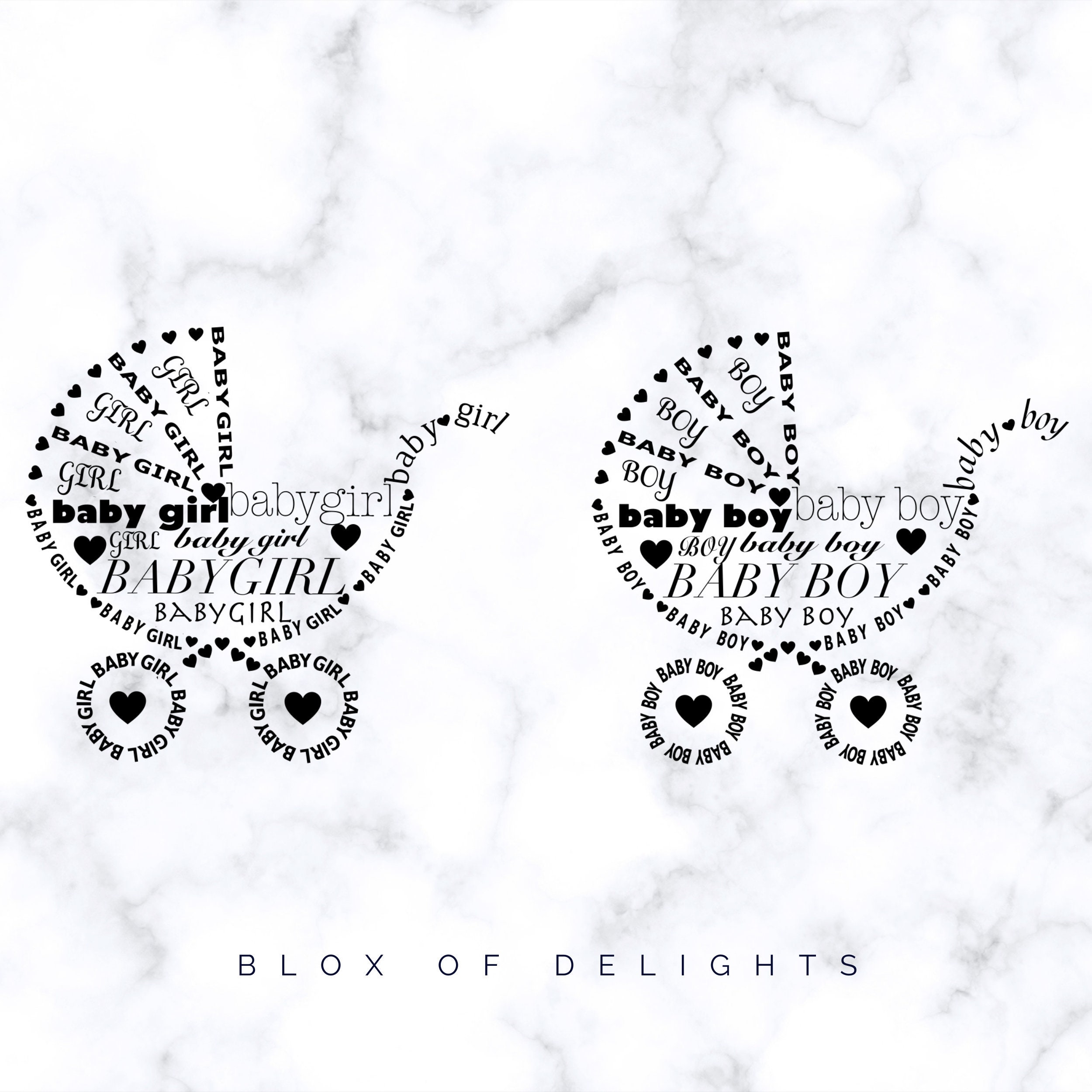 Baby boy and Baby girl word art SVG for Instant Digital Etsy