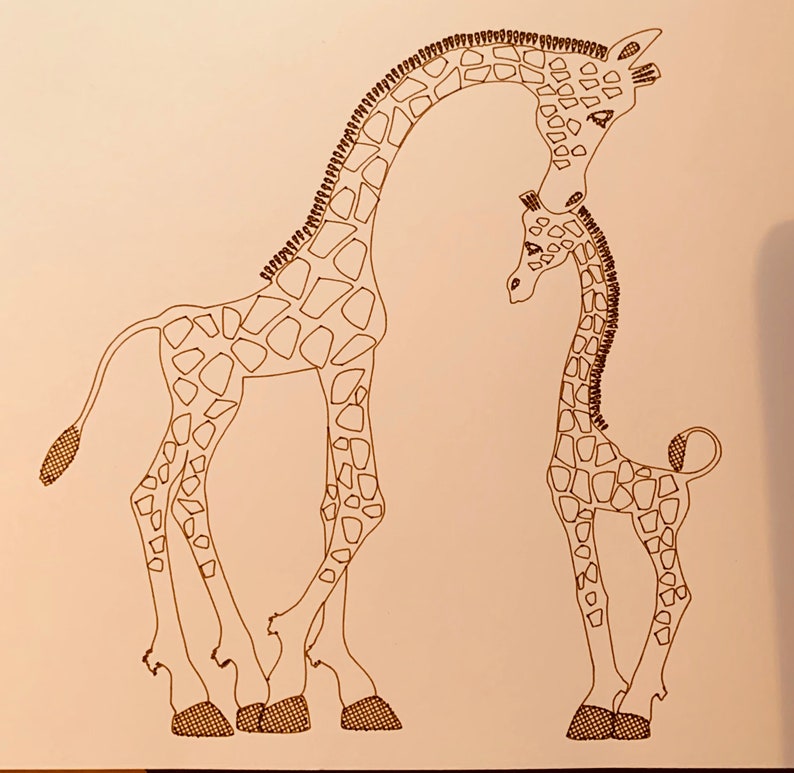 Foil quill mother and baby giraffe design sketchdraw SVG ...