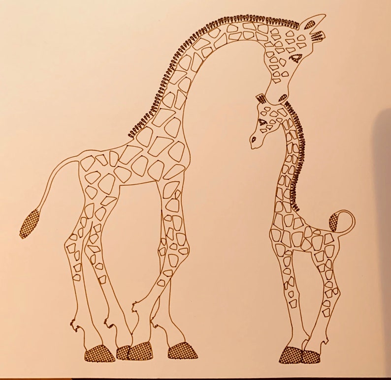 Download Foil quill mother and baby giraffe design sketchdraw SVG ...