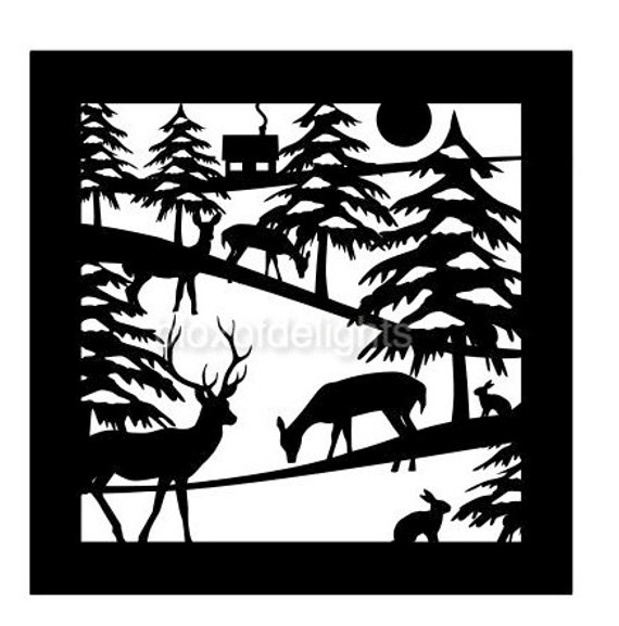 Download Three Layered Winter Deer Scene Svg For Digital Download Etsy