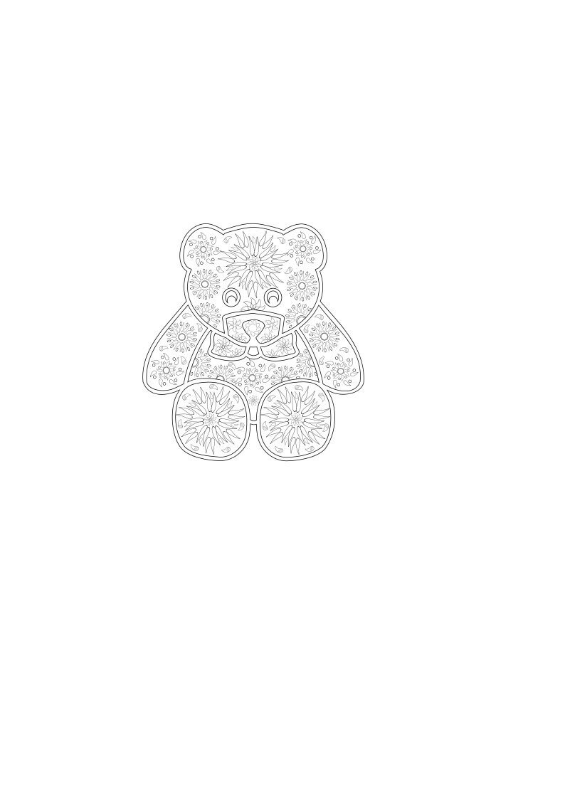 Foil Quill Teddy Bear Design sketchdraw SVG for Instant Etsy