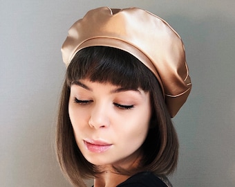 Beret Hat, Gold Beret, Gold Headdress, Faux Leather Beret, Gold hat, Faux Leather Accessories, Leather Berets, Gold Hats, Gold Hats, Berets