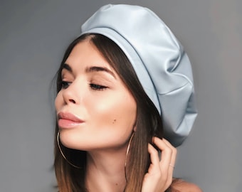 grey leather beret, leather tams, grey beret, leather berets, beret hat, grey leather, grey headdresses, leather beret, grey leather hats
