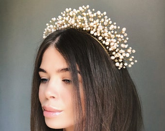 bridal headpiece, gold crown, crystal headpieces, gold tiara, crystal crown, fairy headdress, gold headpiece, bridal crowns, floral crown