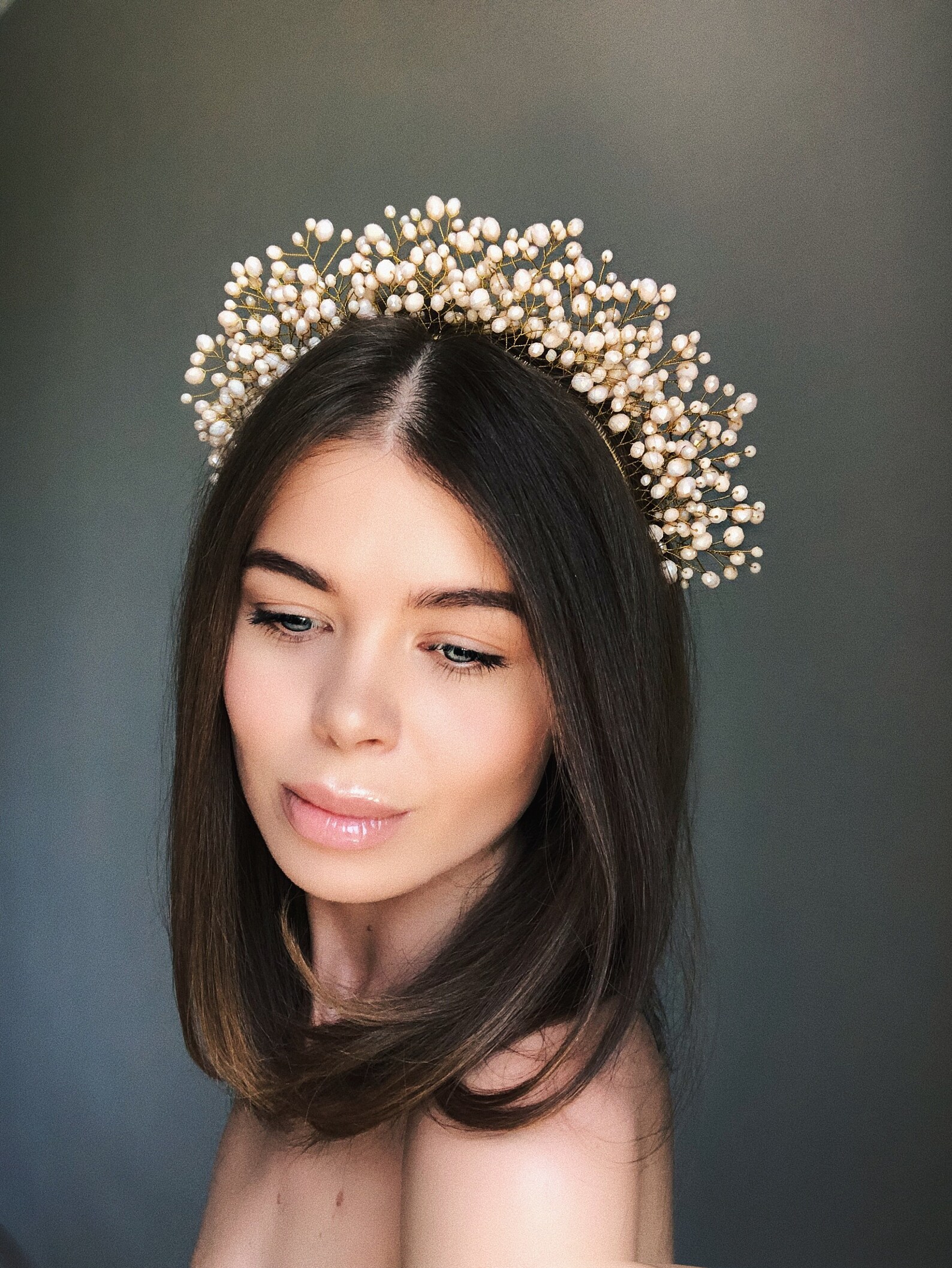 Bridal Headpiece Gold Crown Crystal Headpieces Gold Tiara Etsy