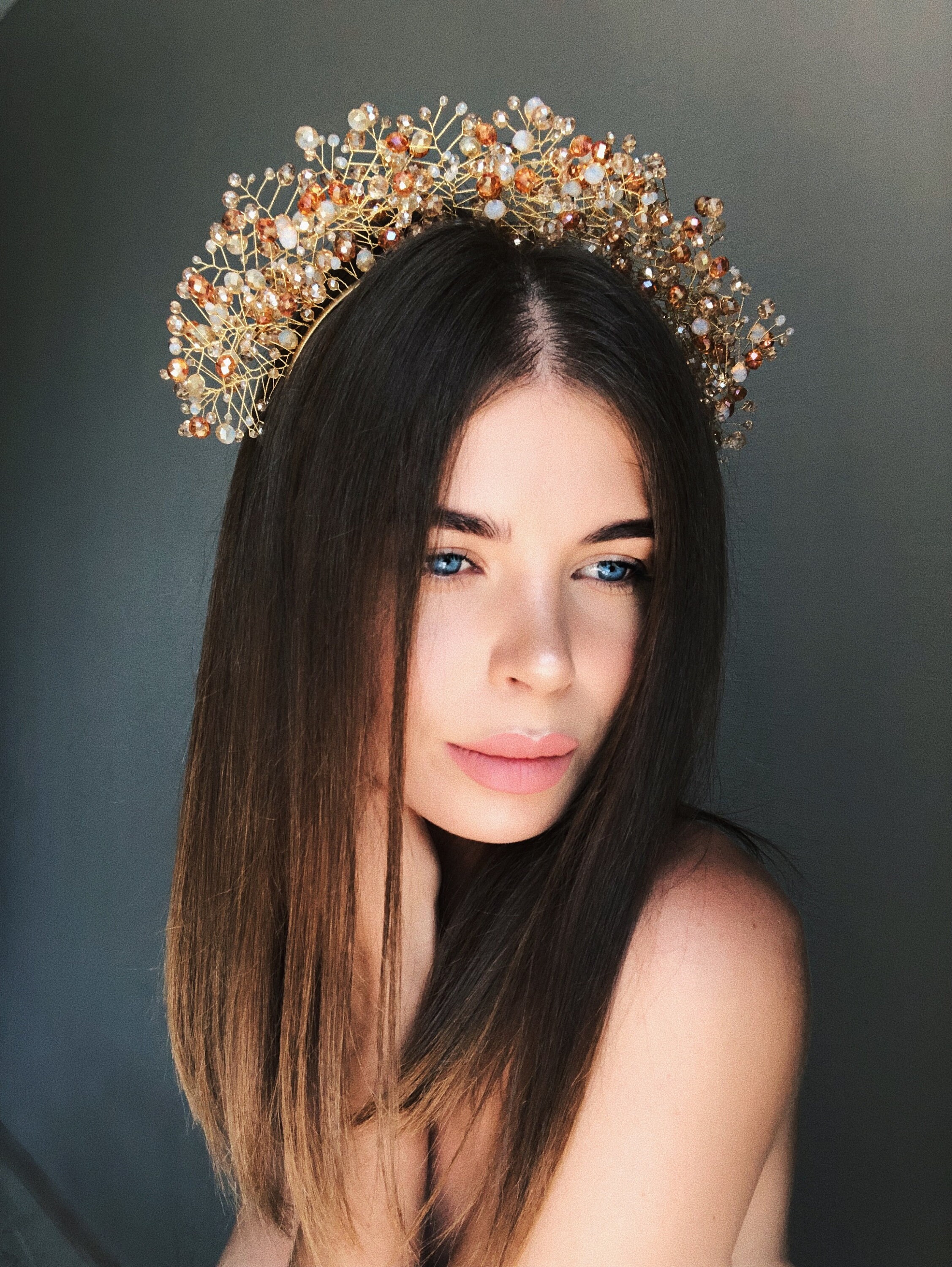 Crystal crown gold headpiece headpiece gold tiara gold Etsy
