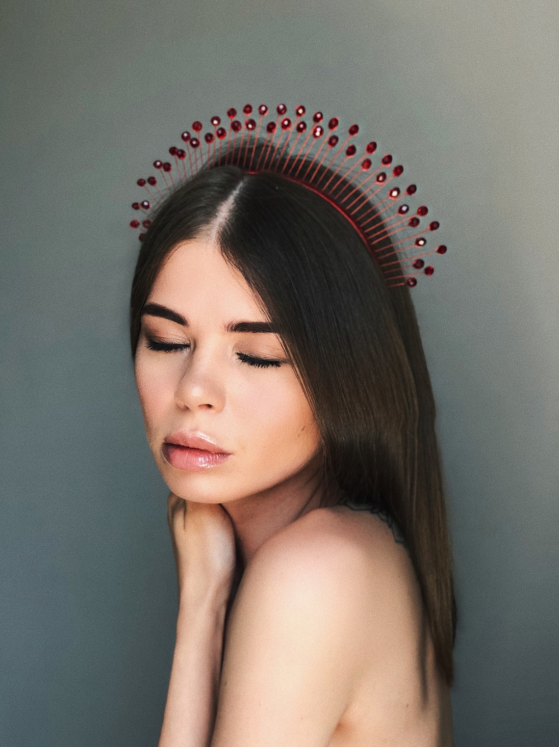 Red crown red tiara red headpiece red crystal tiara red Etsy