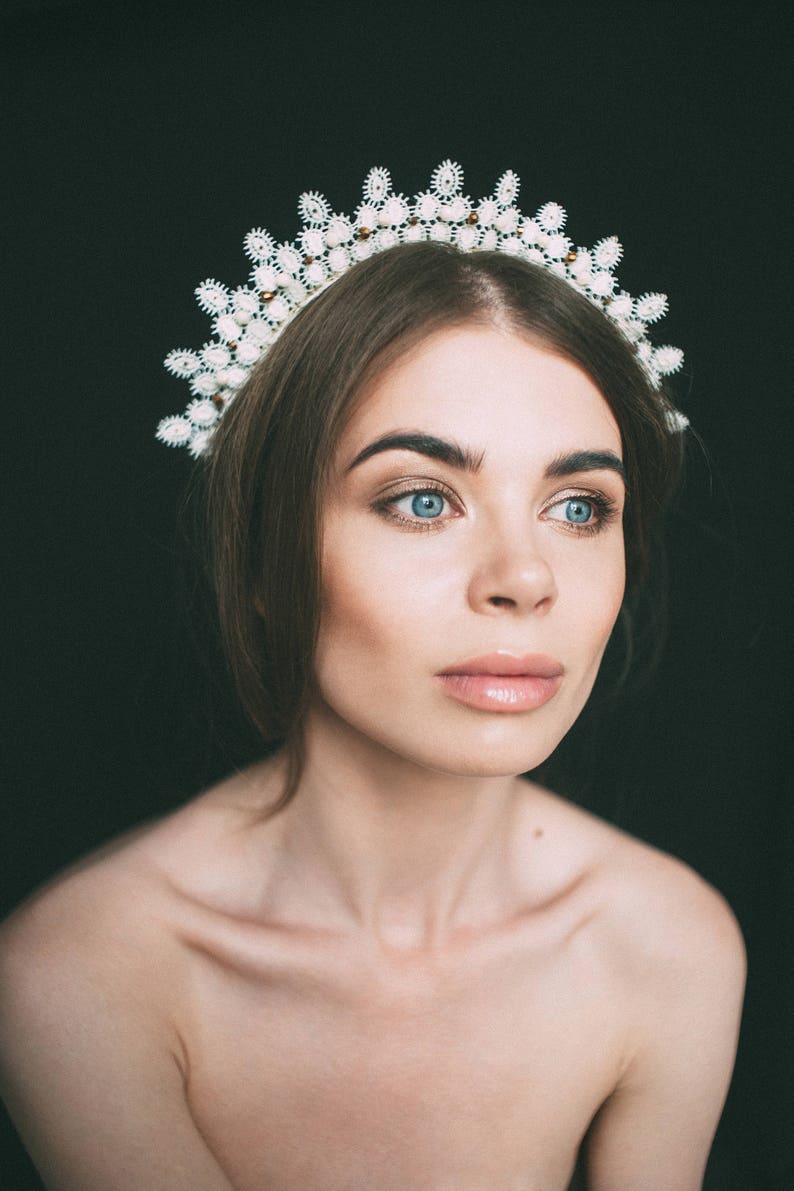 headdress bohemian crown diadem tiaras hair accessories lace tiara lace headpiece lace headband lace crown bridal lace headdress