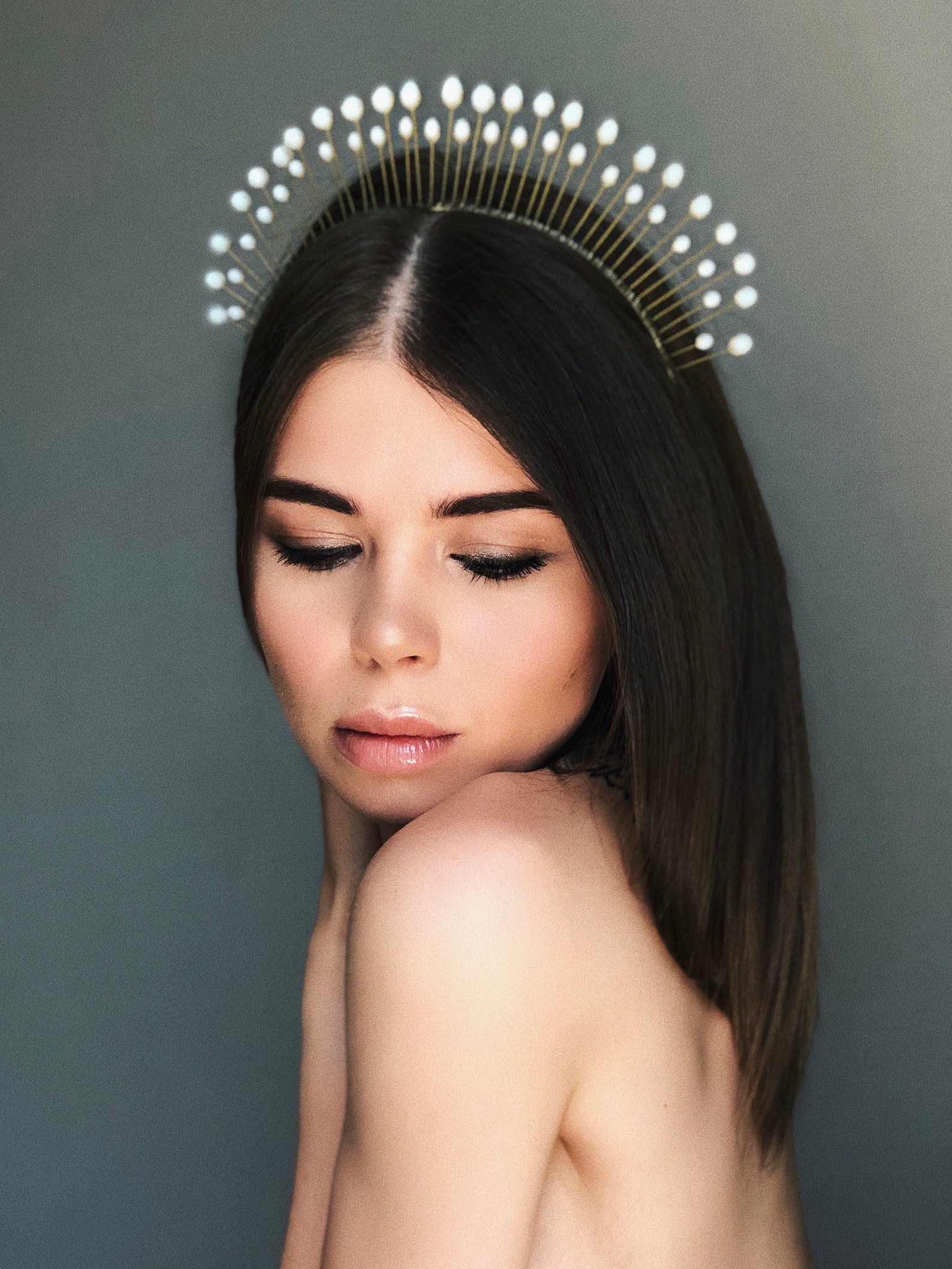 White bridal headpiece white crystal crown bridal tiara Etsy