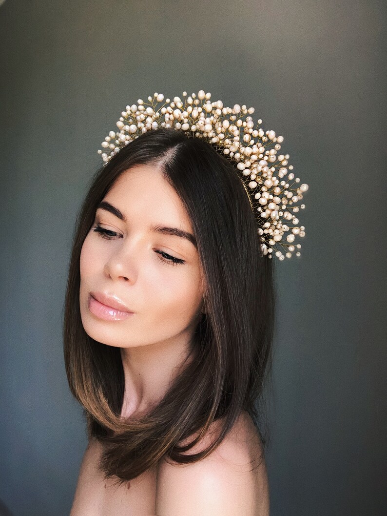 Bridal Headpiece Gold Crown Crystal Headpieces Gold Tiara Etsy