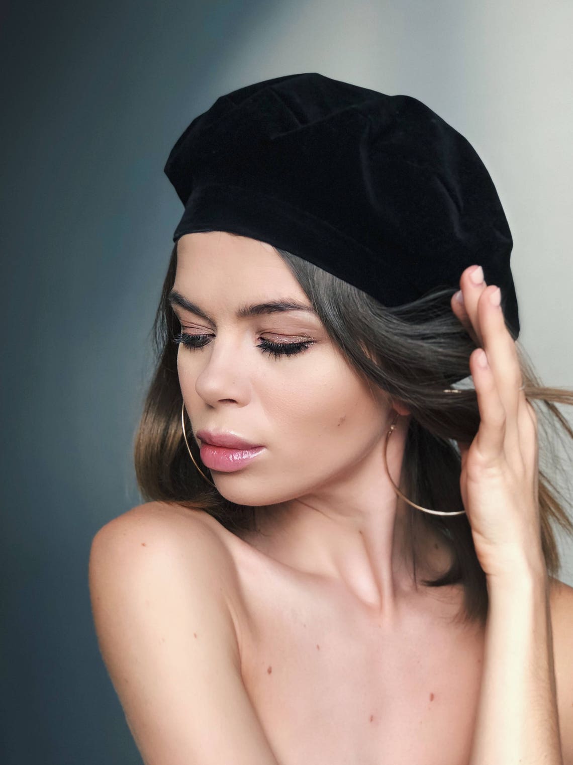 Velvet beret beret beret hats for woman black beret black Etsy