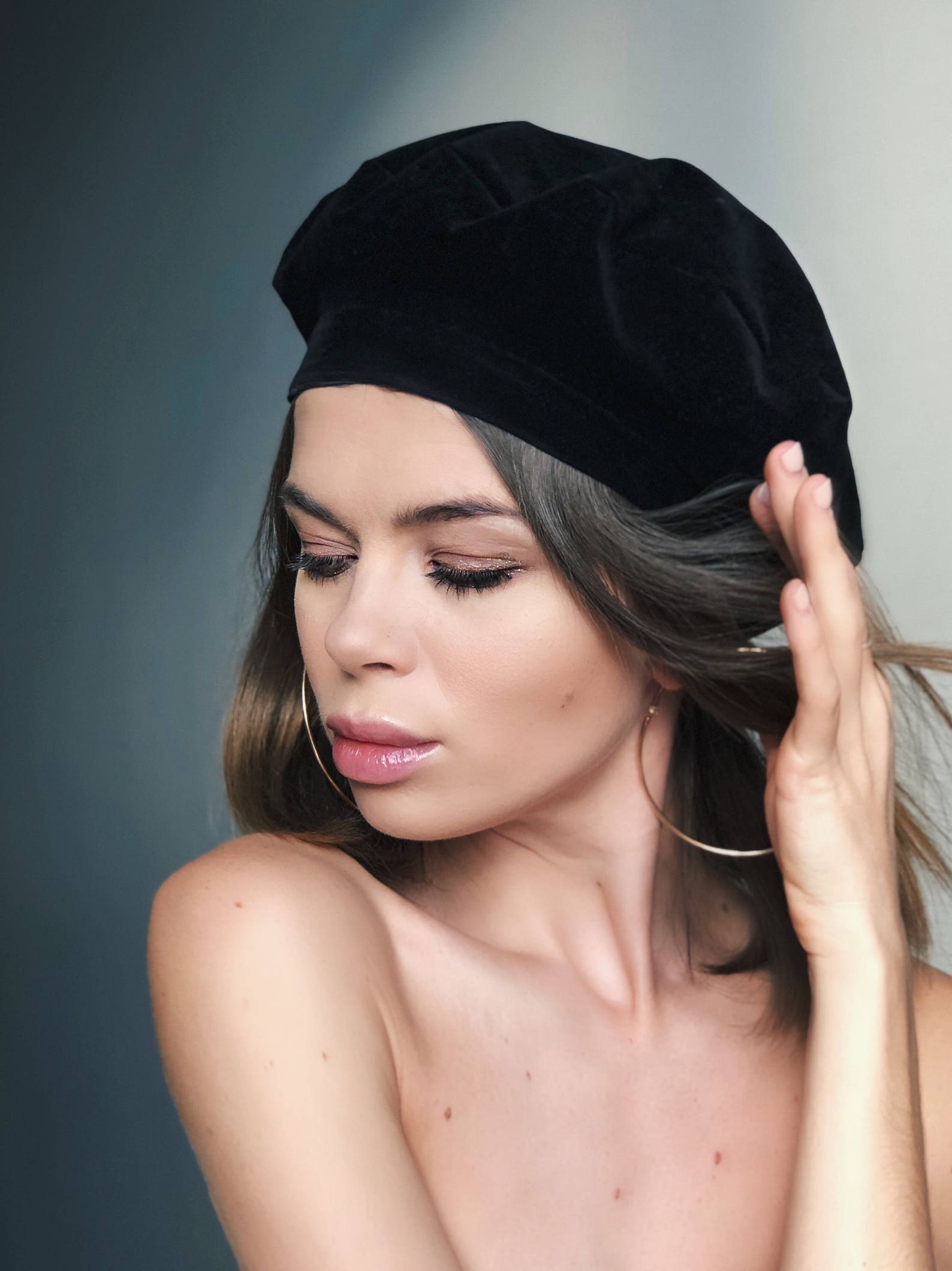 Velvet beret beret beret hats for woman black beret black Etsy