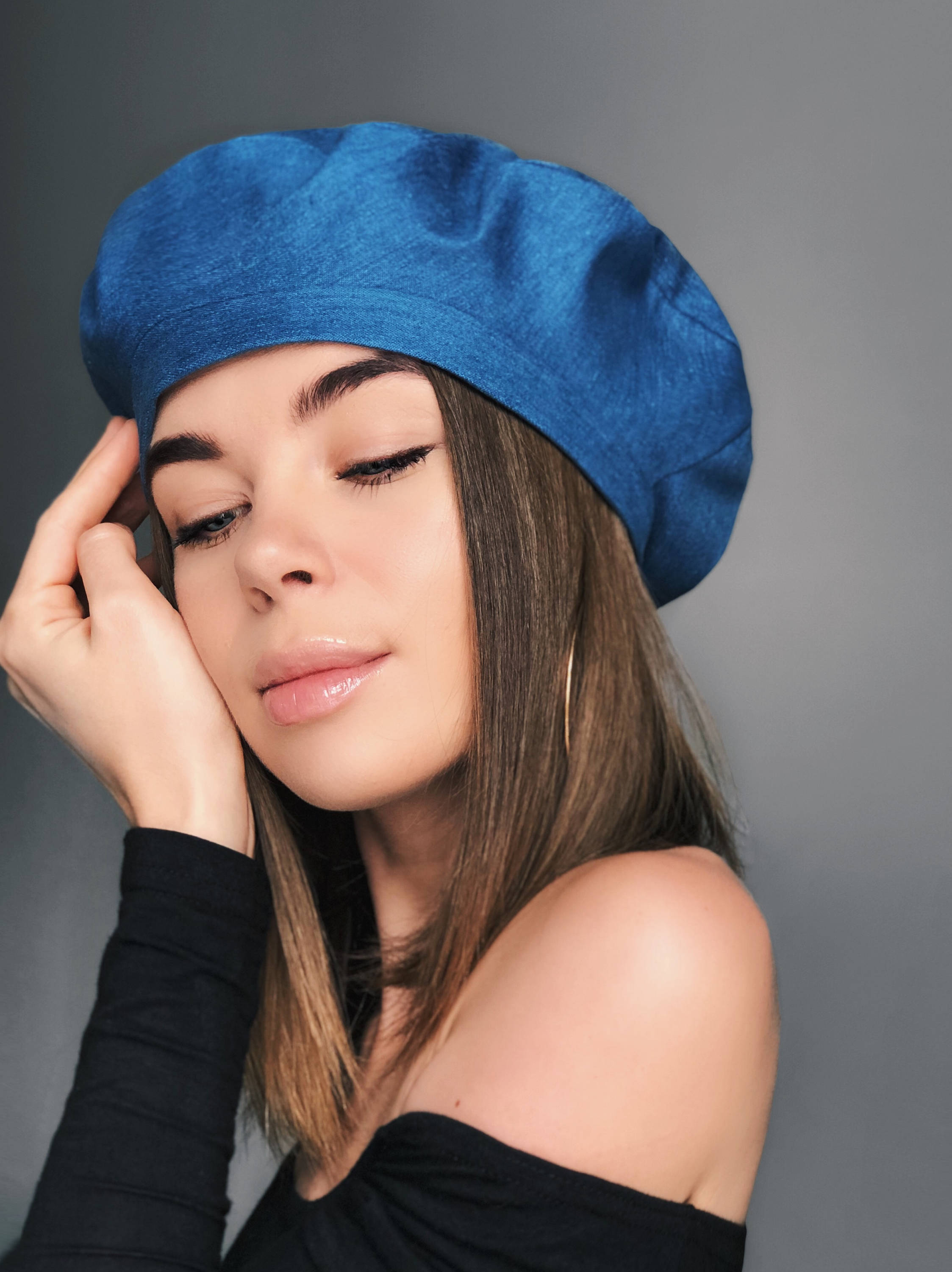 Beret Hat Jeans Beret Woman Beret Hat Jeans Denim Beret Etsy