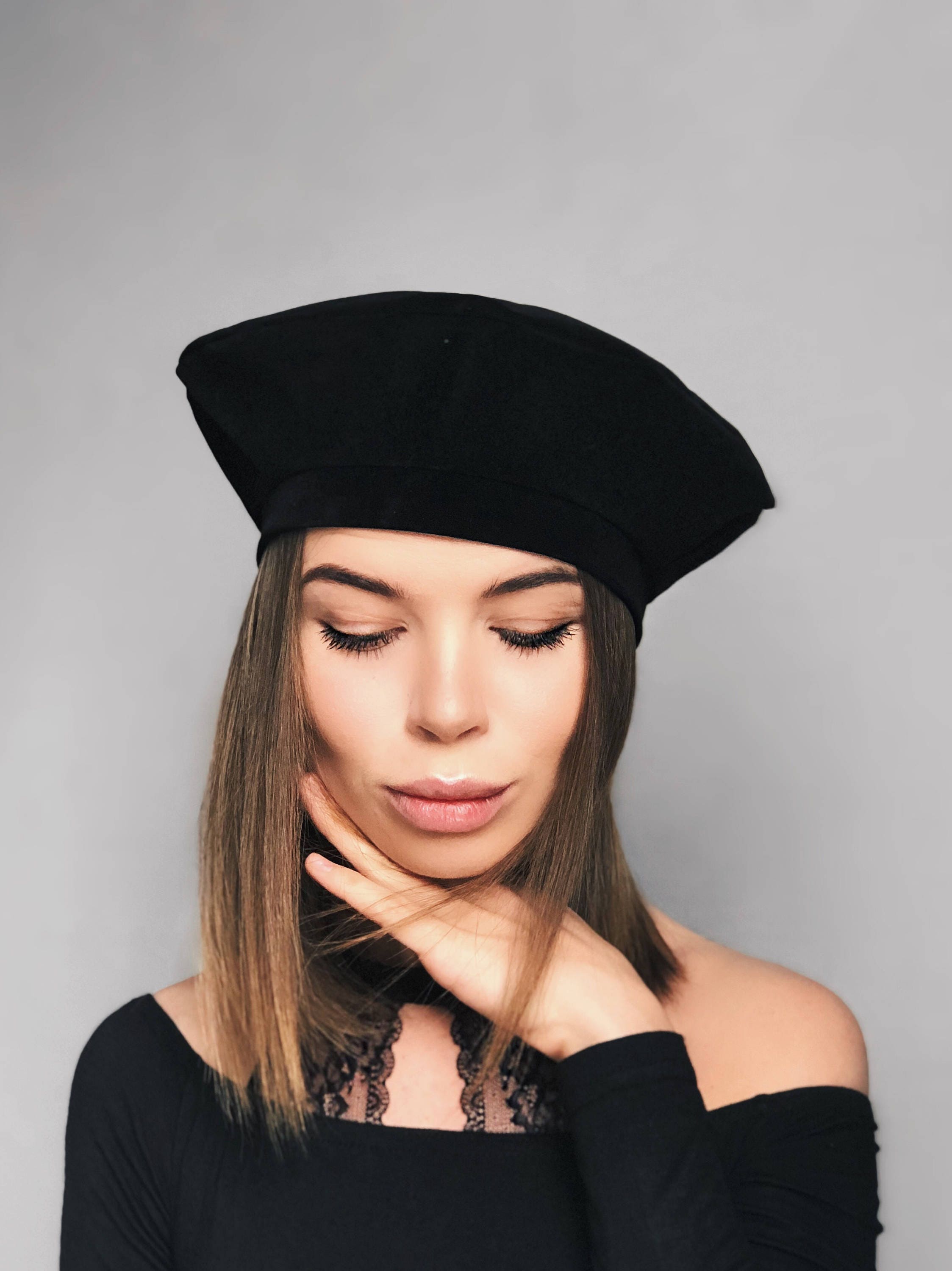 Velvet Beret Beret Beret Hats for Woman Black Beret Black Etsy UK