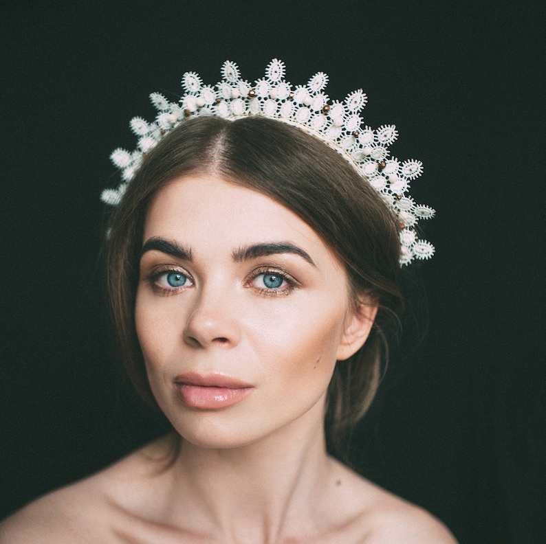 headdress bohemian crown diadem tiaras hair accessories lace tiara lace headpiece lace headband lace crown bridal lace headdress