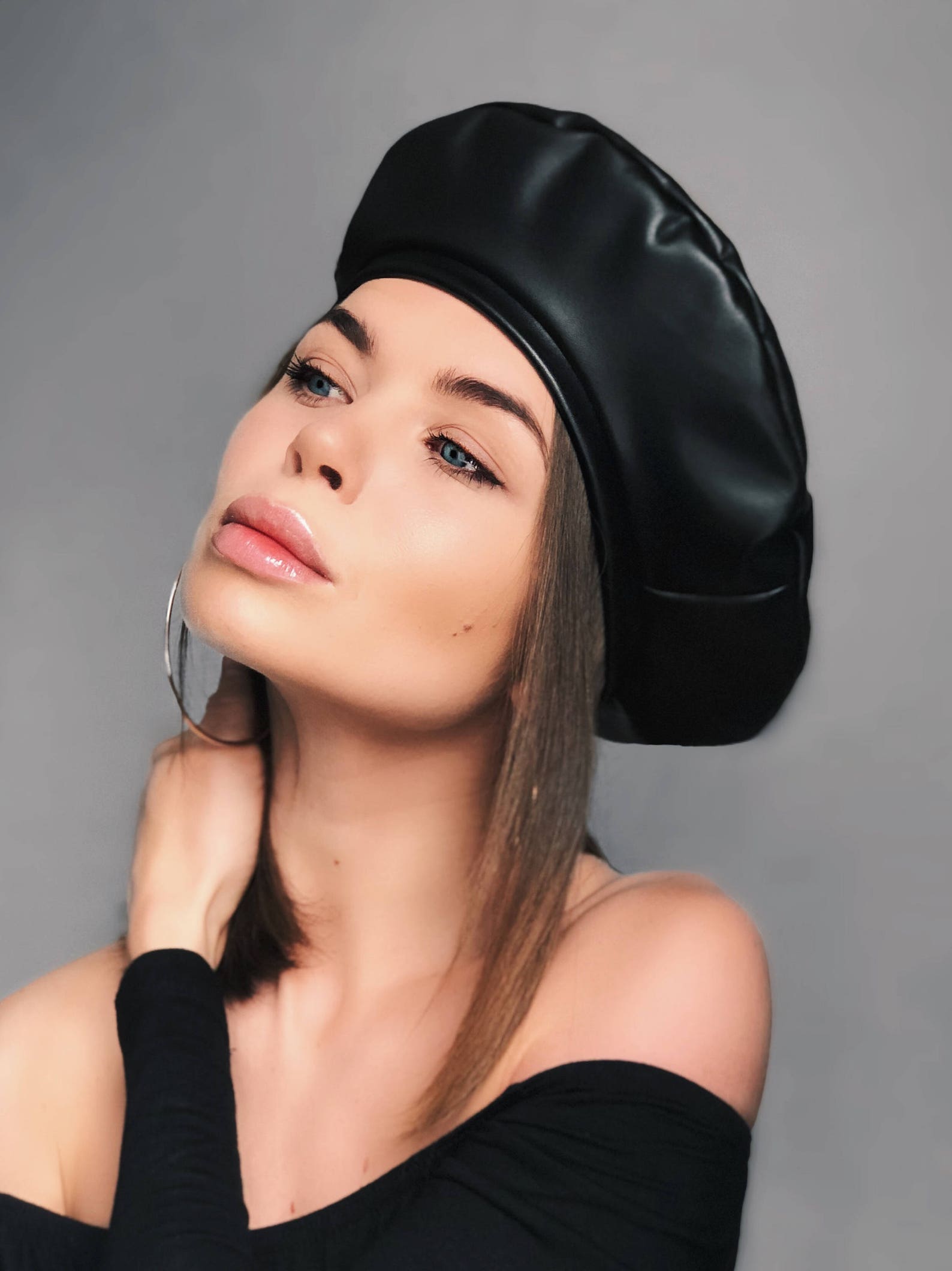 Leather Beret Black Leather Beret Beret Leather Hat Black | Etsy