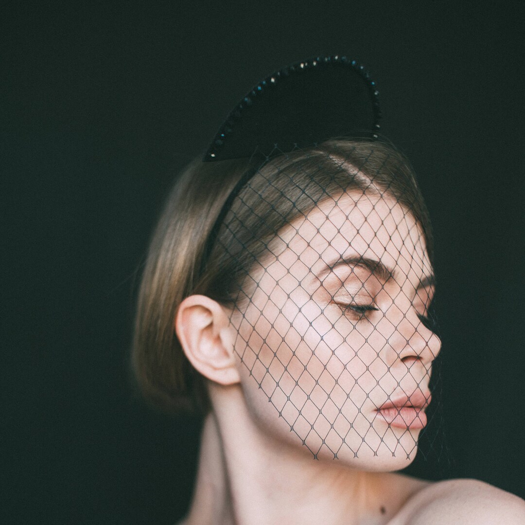 Birdcage Veil, Cocktail Hat, Veil Headpiece, Funeral Veil, Black Veil