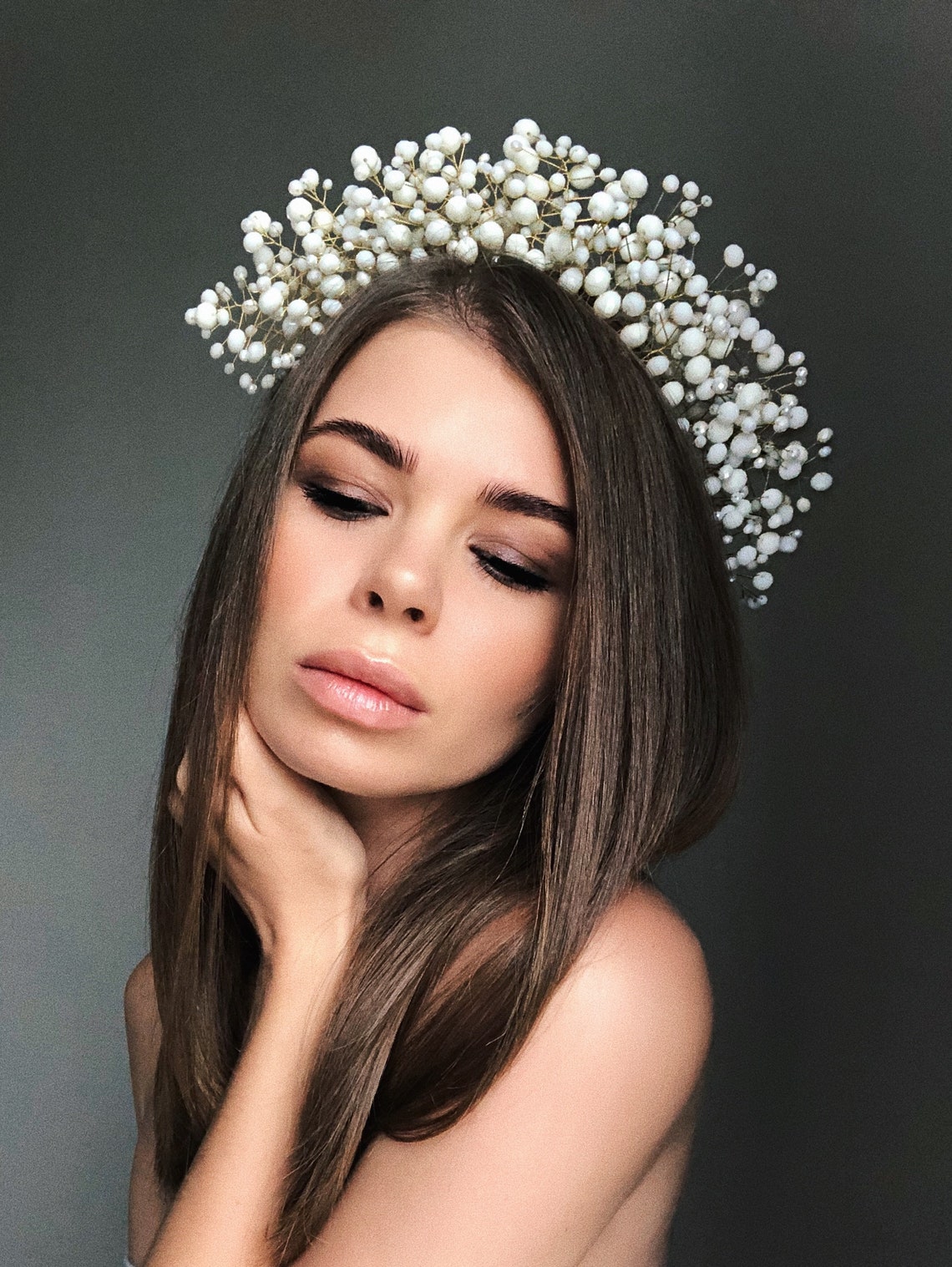 Wedding Headpiece White Tiara White Headpieces Gold Crown Etsy