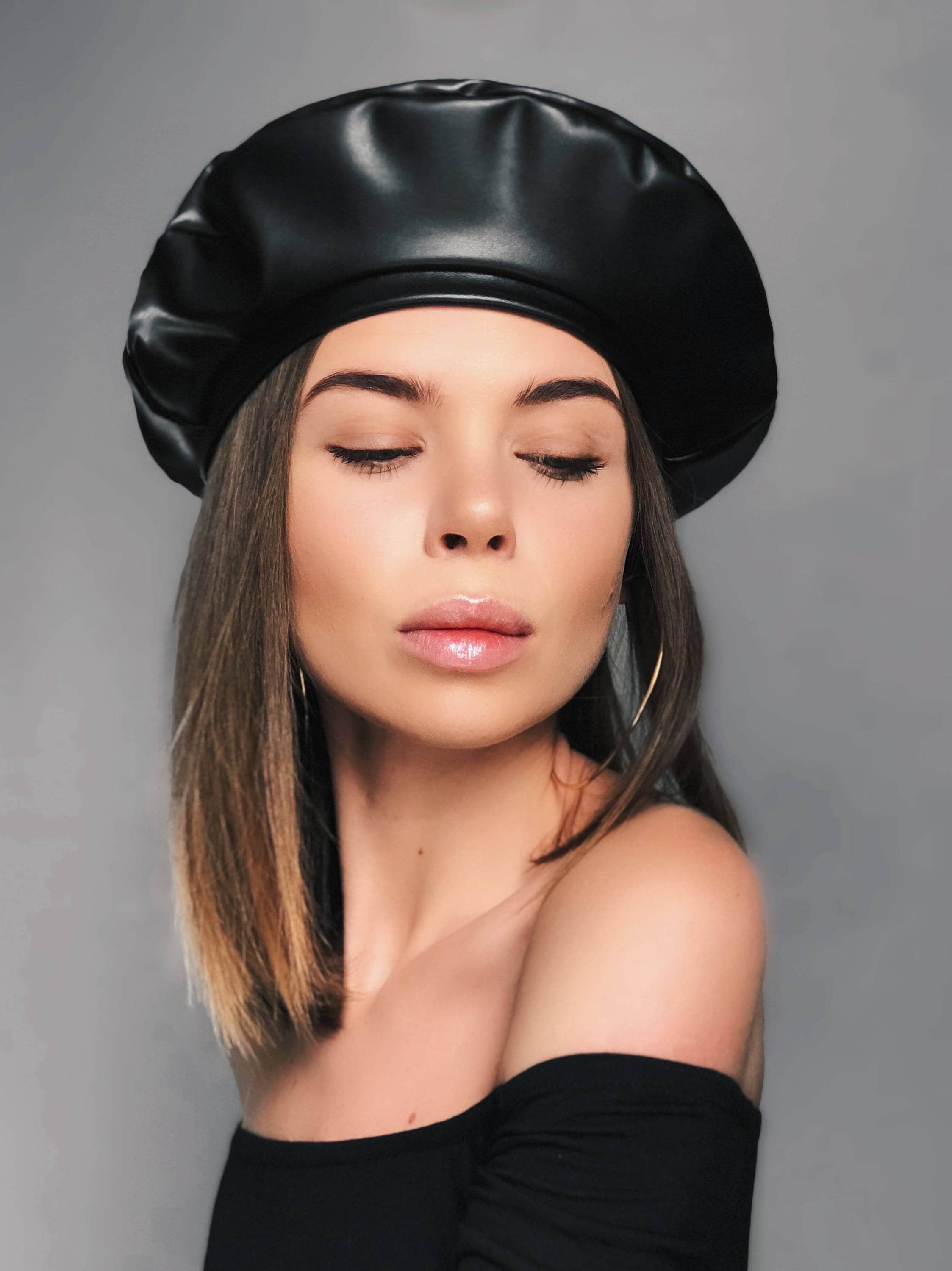 Leather Beret Black Leather Beret Beret Leather Hat Black | Etsy