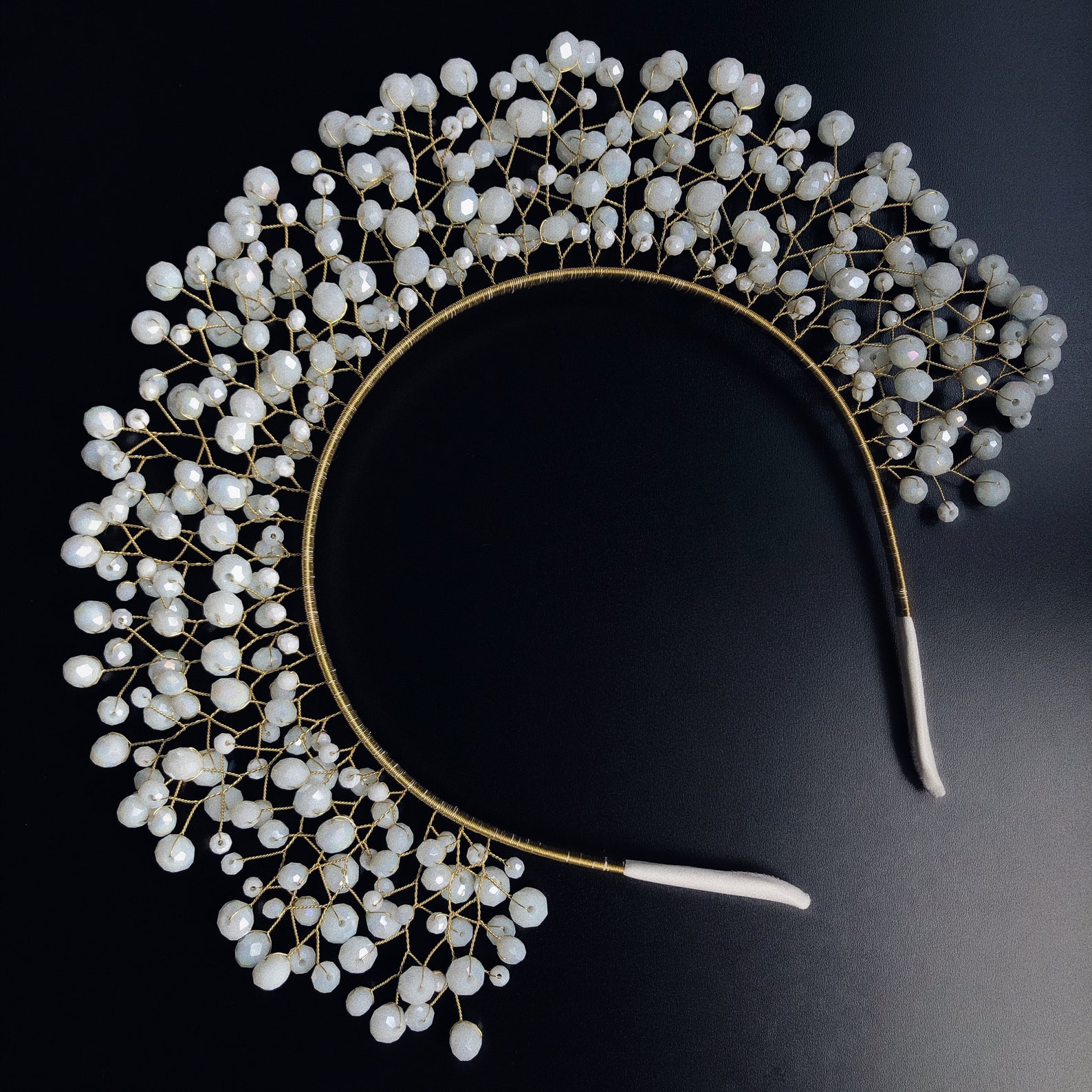 Wedding Headpiece White Tiara White Headpieces Gold Crown Etsy UK