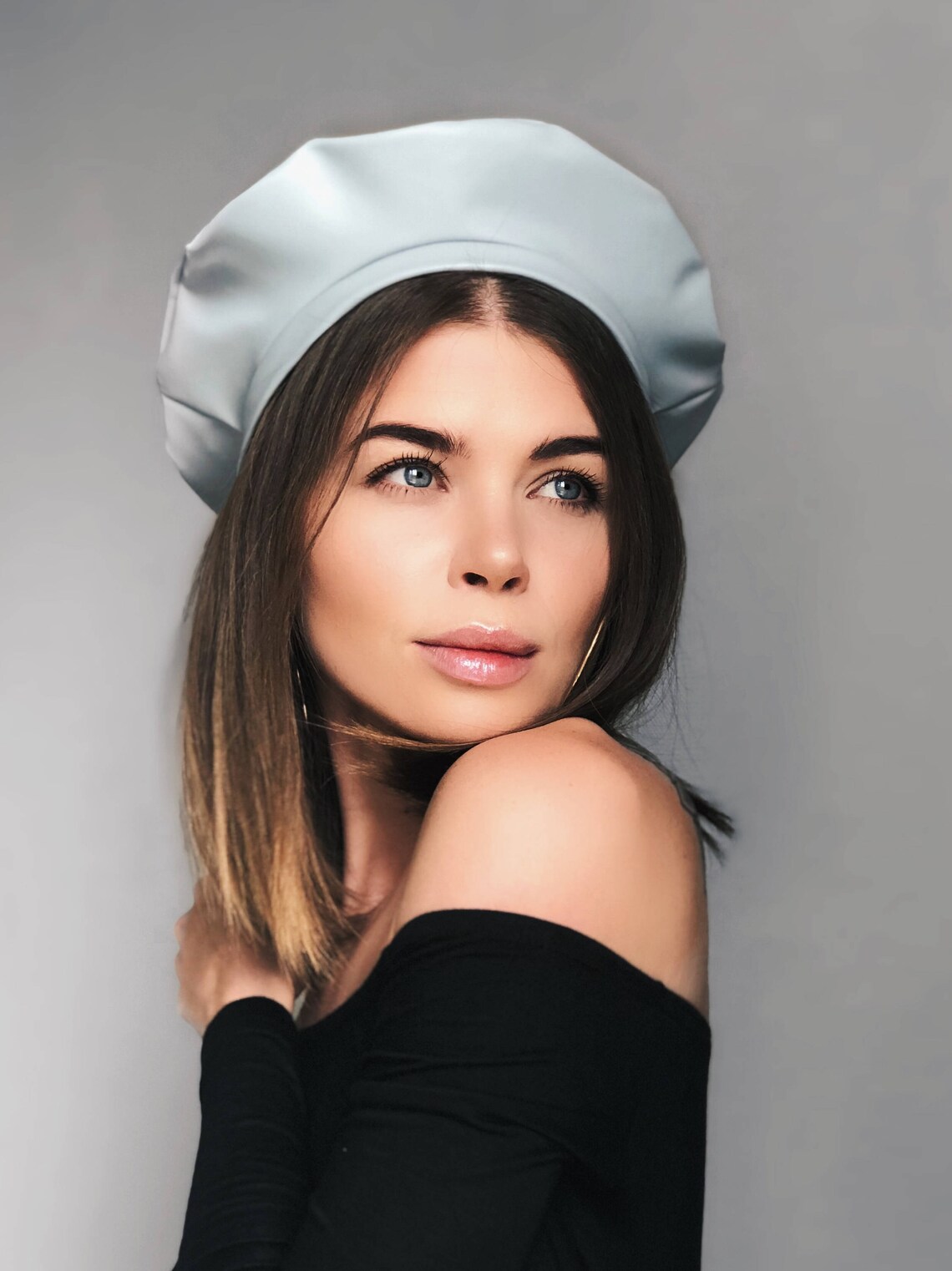 Grey Leather Beret Leather Tams Grey Beret Leather Berets Etsy