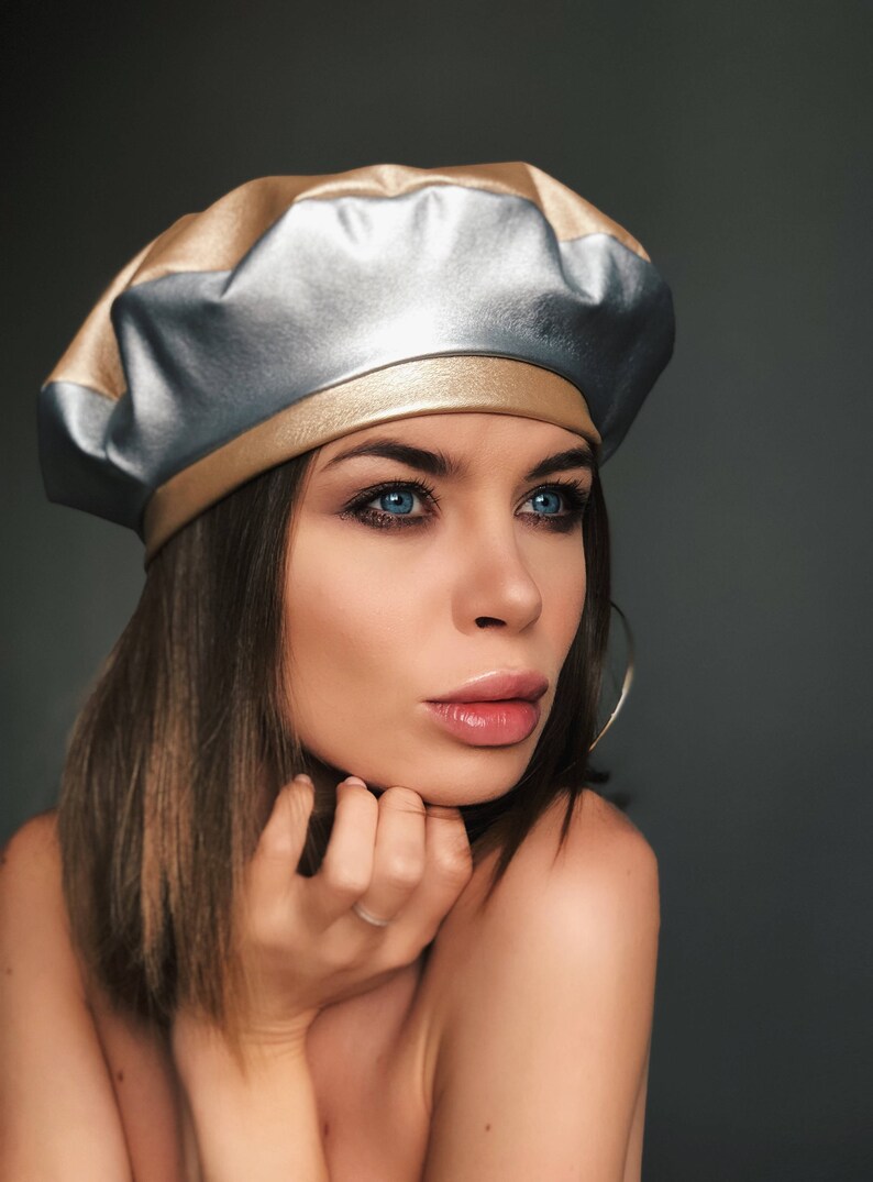 Leather Beret Beret Hat Berets Faux Leather Beret Hats Etsy