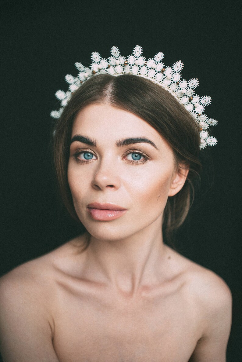 headdress bohemian crown diadem tiaras hair accessories lace tiara lace headpiece lace headband lace crown bridal lace headdress