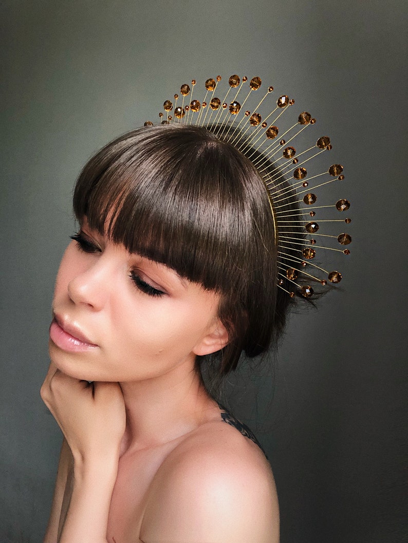 Gold Crystal Tiara Gold Crown Gold Tiara Gold Crystal Etsy