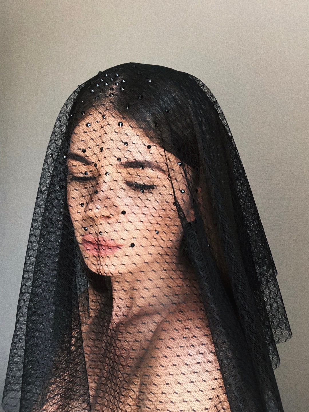 Gothic Bridal Veil, Black Veil, Funeral Veil, Funeral Headpiece