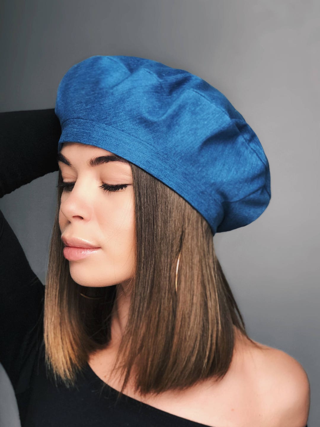 Beret Hat, Jeans Beret, Woman Beret, Hat Jeans, Denim Beret, Berets Hat, Beret for Woman, Denim