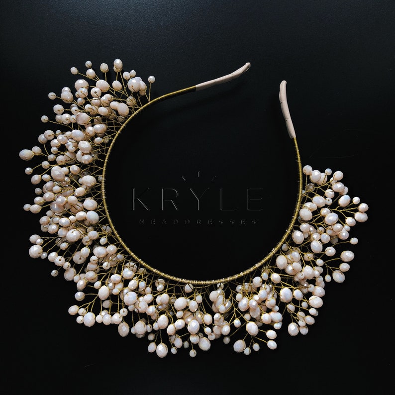 Bridal headpiece gold crown crystal headpieces gold tiara Etsy