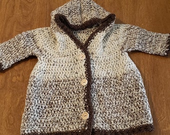 Brown Button Up Sweater w/Hood