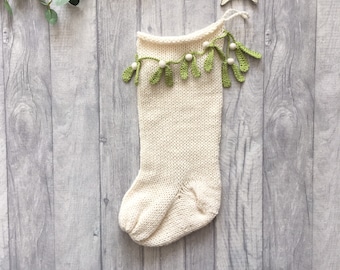 Mistletoe Christmas stocking, Mistletoe Holiday Decor