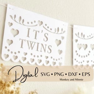 C'est des jumeaux SVG, faire-part de naissance bannière fichiers numériques, décoration de baby shower pour Cricut Silhouette