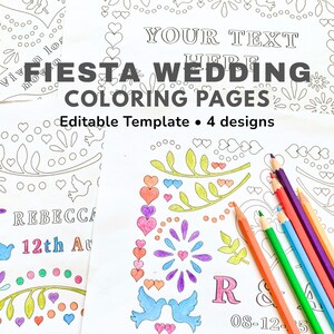 Fiesta Wedding Coloring Pages – Personalized Papel Picado Printable Activity for Guests