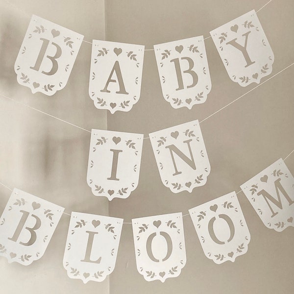 Baby In Bloom, Baby Shower Bunting, Party Banner Decoration, Baby Shower Garland, Baby Shower Backdrop,