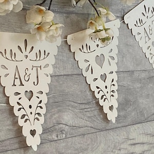 Personalised Wedding Banner with Initials, DIY Engagement or Bridal Shower Bunting, Self Assembly Custom Garland