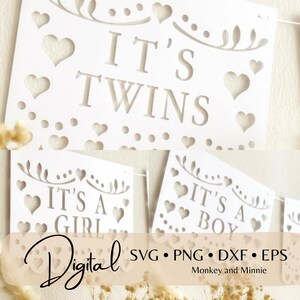 Bundle faire-part de naissance SVG, décoration de baby shower, fichiers numériques pour Cricut et Silhouette
