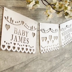 Welcome Home Personalised Baby Bunting, Welcome Home Baby Banner