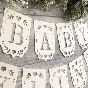 Personalised Baby Shower Backdrop Baby Name Custom Bunting Baby Shower Decoration