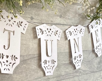 Custom Onesie Baby Shower Banner: Mexican Papel Picado Sign