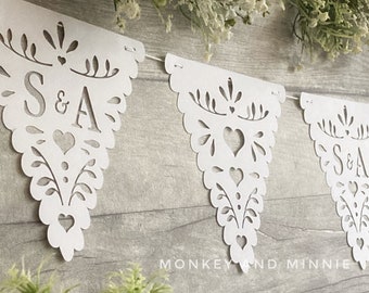 Personalised Wedding Banner with Initials, Self Assembly Banner, DIY Engagement or Bridal Shower Bunting