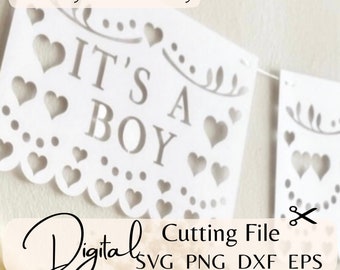 It's a Boy SVG, Gender Reveal Banner, Newborn Announcement Digital Files for Cricut Silhouette