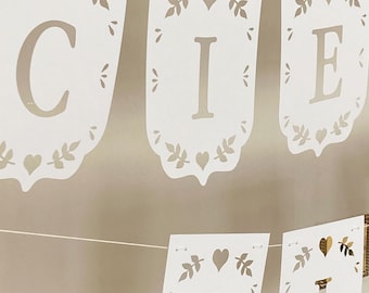 Cielito Lindo Papel Picado DIY Baby Shower Banner, Mexican Inspired Floral Backdrop Decoration