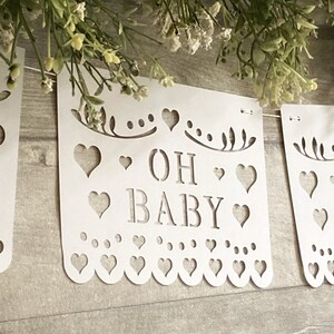 Papel Picado Baby Shower Girlande – Weißes Onesie-Banner Für Geschlechtsneutrale Babyparty