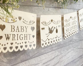 Personalized Baby Shower Banner: Papel Picado Style, Baby Girl Decor