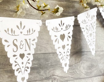 Personalised Banner with Initials, Wedding Banner, Engagement or Bridal Shower Bunting